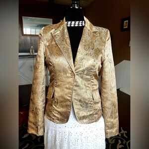 Gold Paisley Women's Blazer Jacket